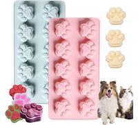 QUMENEY 2PC DIY Mini Silicone Dog Cat Animal Paw Pet Print Baking Mold, Reusable Homemade Dog Treats, Candy Cookie Jelly Ice Cube Chocolate Soap Tray Mold for Oven Microwave Dishwasher