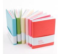 QUMENEY 6PCS Mini Notebook Portable Diary Candy Colors Pocket Note Book Small Memo Pads Travel Notepads with PU Leather Case 10.5 x 8cm/ 4 x 3inch, 100 Pages (6 Colors)