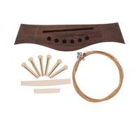 QUMIIRITY 1 Set Guitar Bridge Set with Bone Saddle Nut and Steel Strings Replacement Parts for Acoustic Guitar Durable Lightweight Versatile Design for Practice and Performances