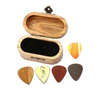 QUMIIRITY 1 Set Guitar Pick Holder Set Wooden Storage Case for Organizing Guitar Picks Elegant Plectrum Container for Ukulele and Bass Aesthetic Walnut Design Storage