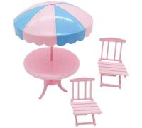 QUMIIRITY 1 Set Miniature Plastic Beach Chair and Table Set for Dollhouse with Umbrella and Chairs Realistic Decor for Playroom and Bedroom for Dollhouse Layouts
