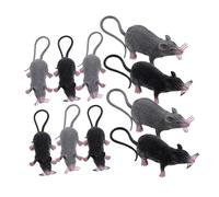 QUMIIRITY 10pcs Realistic Fake Rat Models Medium Gray and Black Spooky Rat for Halloween Decorations and Pranks Lifelike Plastic Mice for Haunted Houses and Horror Parties
