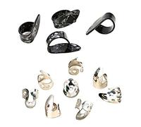 QUMIIRITY 12pcs Stainless Steel Thumb and Index Finger Picks Set, Adjustable Metal Guitar Finger Rings for Acoustic Guitar Practice and Fingerstyle Playing