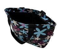 QUMIIRITY 1pc Simple Handbag for Women Large Capacity Oxford Cloth Storage Pouch for Shopping Beach and Everyday Use Black Yellow and Floral Design