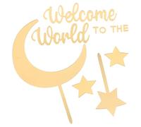 QUMIIRITY 1set Shower Cake Decoration Star Moon Acrylic Toppers Safe Materials for Gender Reveal Party Easy to Use Elegant Packaging Creative Design for Celebrations