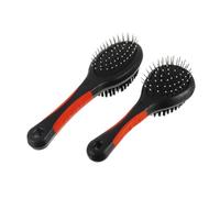 QUMIIRITY 2 PCS Double Sided Stainless Steel Pet Comb with Protective Tips Detangling and Bath Massage Brush for Cats Dogs and Birds Ventilated Grooming Tool for Fur Care and Random Color