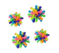 QUMIIRITY 2 Pcs Medium Dog Chew Balls with Bell Hollow Rainbow Rubber Molar for Teeth Sound Pet Plaything for Dogs and Puppies Boredom Relief and Behavior Management