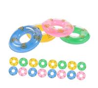 QUMIIRITY 20pcs Mini Inflatable Swim Rings Decorative House Props for Dollhouse Party Supplies and Educational Use Miniature Photo Accessories Random Color