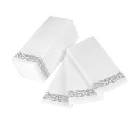 QUMIIRITY 25Pcs Disposable Paper Napkins with Silver Edge Elegant Party Napkin for Weddings Home Gatherings and Banquets Soft Absorbent Table Decor