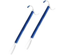 QUMIIRITY 2pcs Auxiliary Shoehorn and Dressing Pole Set for Seniors, Disabled, and Pregnant Women - Long Handle Sock Aid Kit in Ivory White and Blue for Easy Shoe Lifting and Dressing