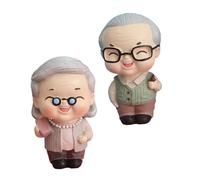 QUMIIRITY 2pcs Birthday Cake Decoration Grandparents Old Man Cake Topper Gardening Grandma Ornament Grandma Cake Figurine Old Couple Wedding Topper Grandpa Cake Topper Cake Dessert Resin