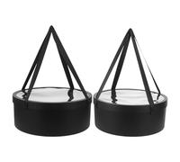 QUMIIRITY 2pcs Black Plastic round Fruit and Flower Boxes with Handle, Small and Large Set for Valentine’s Day Floral Arrangements and Party Favor Packaging