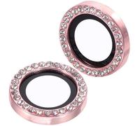 QUMIIRITY 2Pcs Camera Lens Protective Covers for Mobile Phone 15/, Tempered Glass Rear Camera Protector Rings, Mobile Phone Lens Accessories, Pink