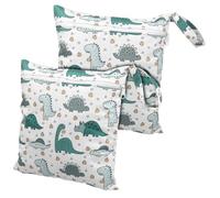QUMIIRITY 2pcs Diaper Wet Bags Cute Dinosaur Patterns Organizing Pouches for Travel Nursing Supplies for Dirty Clothes Pump Parts and Essentials