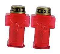 QUMIIRITY 2pcs Flameless Led Cross Candle Lights Reusable Decorative Electric Candles for Church Graveyard and Home Decor Safe Battery-Powered Jesus Prayer Lamp