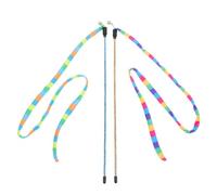 QUMIIRITY 2Pcs Interactive Cat Wand Colorful String Teaser for Indoor Cats Kitten Exercise and Enrichment Sturdy Rainbow Design for Engaging Play and Bonding Random Color