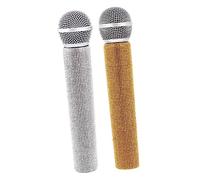 QUMIIRITY 2pcs Realistic Microphone Toy Prop for Stage Performance Rhinestone Design for Christmas Parties and Cosplay Events for Boys and Girls Speech Practice and Media Interviews
