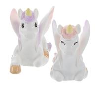 QUMIIRITY 2pcs Resin Unicorn Figurines Cute Miniature Cake Toppers Adorable Unicorn Decorations for and Lawn and Creative Design
