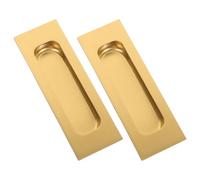 QUMIIRITY 2Pcs Stainless Steel Recessed Pocket Door Handles Brushed Gold Cabinet Door Hidden Handles Flush Mount Pulls
