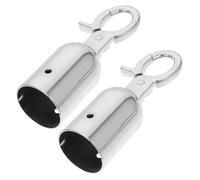 QUMIIRITY 2pcs Stainless Steel Rope End Caps with Hooks, Metal Cord Stopper Ends for Queue Barrier Posts, Sturdy Wire Rope Stops for Safety Railings and Crowd Control in Public Spaces