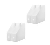 QUMIIRITY 2pcs Vertical Plastic File Holders with Frosted Milk White Double-sided Surface 9x24x27cm Desktop Office Storage Rack Document Shelf Organizer for Files and Magazines