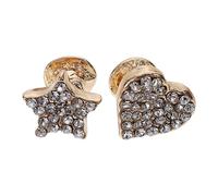 QUMIIRITY 2pcs Watch Strap Charms Decorative Alloy Nails Gold Heart and Full Crystal Star for Smartwatch Bands Accessory Decoration