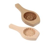 QUMIIRITY 2pcs Wooden Mooncake Molds Set, Flower Pattern Baking Tools for Handmade Moon Cakes and Green Bean Cakes, Traditional Kitchen Utensils for DIY Pastry and Biscuit Making