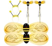 QUMIIRITY 2sets Boy Girl's Bee Cosplay Costume Set Set with Wings Headband Wand for Boy Girl Halloween Dress up Stage Performance Parties Cute and Charming Bee Outfit