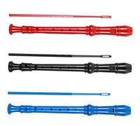 QUMIIRITY 3pcs 8-hole Abs Plastic Student Clarinet Set for Boys and Girls, Beginner Wind Instrument Practice Recorder in Red, Black, Blue with Carrying Bag - German Style Soprano Recorder