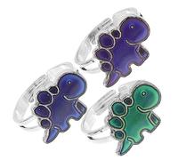 QUMIIRITY 3Pcs Adjustable Dinosaur Color Changing for Women and Men Emotion Ring for Teens Cute Open Ring Jewelry for Festivals and Parties
