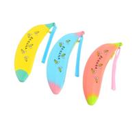 QUMIIRITY 3Pcs Adorable Banana-Shaped Pencil Cases Smooth Zipper Student Pen Storage Bags Cute Silicone Pen Boxes for School Stationery Organization