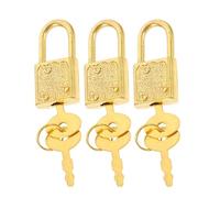 QUMIIRITY 3pcs Gold Small Pirate Treasure Chest Padlock Set, Wooden Box Latch Lock for Jewelry Boxes, Decorative Antique Style Padlock Buckle for Treasure Chests and Cabinets