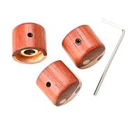 QUMIIRITY 3pcs Rosewood and Maple Guitar Knobs Copper Ring Inlay, Replacement Tone Control and Volume Caps for Electric and Bass Guitars, Wood Potentiometer Knobs Set