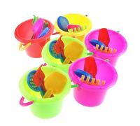 QUMIIRITY 4-Piece Kids Beach Toy Set Bucket Spade and Molds Educational Sand Play Tools for Toddlers for Outdoor Summer Random Style
