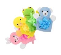 QUMIIRITY 4pcs Boys and Girls Shower Gloves Bath Glove Set Cartoon Animals, Soft Baby Bathing Mitts for Children, Multi-Color Bathing Accessories for Toddler Shower and Bath Time
