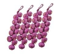 QUMIIRITY 4pcs Fake Garlic String Decor Multi-function Photo Prop for Photography Suspended Garlic String Models Lifelike Decorative Kitchen Accent for Home Kindergarten Supermarket Farm