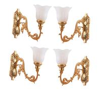 QUMIIRITY 4pcs Miniature Luminous Wall Lamp Sand Table Model Lighting Decorative Wall Lamps for House Decor Warm Yellow Light and Stable for Landscape Scenes