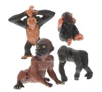 QUMIIRITY 4Pcs Realistic Chimpanzee Figure Small Wildlife Animal Models Educational Simulation for Biology Learning and Tabletop Decoration