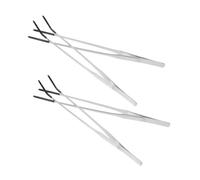 QUMIIRITY 4pcs Stainless Steel Pet Feeding Tools for Reptiles Snake Bearded Dragon Gecko Curved and Straight Aquarium Tweezers for Food Feeding and Cleaning