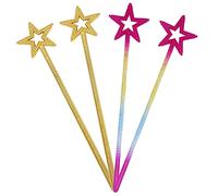 QUMIIRITY 4pcs Star Fairy Wands for Girls Kids Performance Props Angel Fairy Costume Accessories for Birthday Parties and Dress-Up