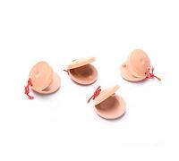 QUMIIRITY 4pcs Wooden Finger Castanets for Early Education Animal Shaped Percussion Instruments with Smooth Surface Hand Eye Coordination Musical in Wood and Blue Colors