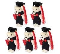 QUMIIRITY 5PCS Adorable Graduation Bear Ornaments Soft Standing Bears with Caps for Graduation Craft Desktop Decor DIY Bouquet Graduates