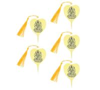 QUMIIRITY 5pcs Buddhist Bookmarks Made from Bodhi Leaf Vintage Style for Easy Reading Use and Decoration, New Year Book Page Markers Creative Appearance