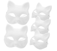 QUMIIRITY 5Pcs DIY Unfinished Cat Masks Blank Paper Masquerade Masks for Painting Creative Half Face Designs for Halloween Parties Cosplay and Festive Decorations