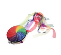 QUMIIRITY 6-inch Hand Tambourine Rainbow Ribbon, Percussion Tambourine Drum for Dancing and Performance, Professional Musical Instrument Suitable for Kids and Church Use