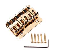 QUMIIRITY 6-string 65mm Fixed Hard Tail Electric Guitar Bridge Vintage Style with 5 Screws Golden Bass Bridge for Electric Guitar Replacement