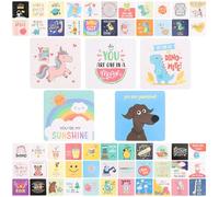 QUMIIRITY 60Pcs Lunch Box Note Cards Set with Positive Inspirational Messages, Mini Cartoon Lunchbox Cards for ’S School Meals and Party Favors