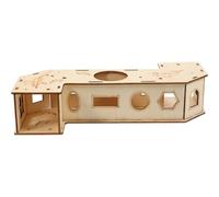 QUMIIRITY 65x4.72x1.97in Wooden Animal Hamster Rats Mouse Cage Hollow Hideout Multi-functional Exercise Track Tunnel for Game Pet Habitat Accessories