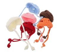 QUMIIRITY 6pcs Mini Knit Hat for Small Animals and Dolls Yarn Headwear Wine Bottle Topper Hats Small Knitted Beanies for Animal Decoration Accessories