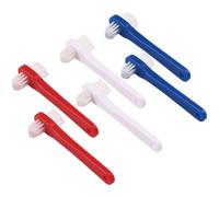 QUMIIRITY 6pcs Small Adult Denture Toothbrush Set, Double-Headed Oral Cleaning Brush for False Teeth, Home Denture Care with White, Blue, Red Handles